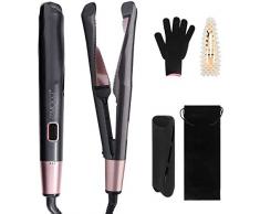 HaargläTter Und Lockenstab 2 In 1 Twistline Locken GläTteisen Keramik Tourmaline Welleneisen Hitzeschutz FüR Hair Straightener Automatischer Lockeneisen (Schwarz)