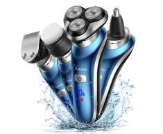 Hatteker Rasierer Herren Elektrorasierer Elektrisch Rasierapparat Präzisionstrimmer Bartschneider Nass &Trockenrasierer Wasserdicht, Rotationsrasierer Männer Wiederaufladbar 4 IN 1