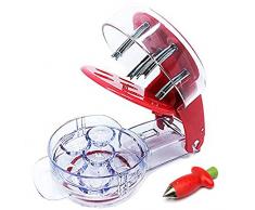 Condello Casa Kirschentkerner,Kirschentsteiner,Cherry Pitter Stoner Entkerner Entsteiner, Früchte Stein Samen Kern Entferner für Kirschen Oliven Pflaume und Erdbeerentkerner,Erdbeer Entstrunker Rot