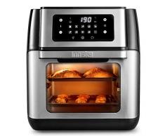 Innsky Heißluftfritteuse Heißluft-Backofen 10L, 1500W Mini-Backofen, 10 in 1 Heissluftfritteuse mit digitalen LED-Display, Obst Dehydrator, Barbecue, 6 Zubehör & Rezeptbuch - Edelstahl
