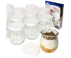 MamboCat 12er Set Weckgläser mit Frischhaltedeckel 220 ml I Original Weck Tulpenglas Dessertglas I Einweckgläser mit Deckel für Kuchen Gelees UVM I inkl. Diamant-Zucker Gelierzauber Rezeptheft