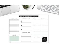 TYSK Design Schreibtischunterlage Mint (Design wählbar) Tischunterlage zum Abreißen DIN A3 To Do Liste Notizblock Wochenplaner
