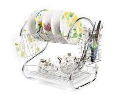 COSTWAY Geschirrtrockner mit 2 Etagen | Geschirrständer Chrom | Abtropfgestell 40,5 x 25 x 37,5cm | Abtropfregal | Abtropfständer | Abtropfkorb