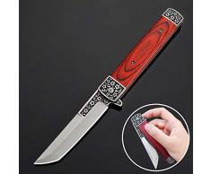 Eil Klappmesser Scharfes Outdoor Messer Jagdmesser & Survival Knife Einhandmesser Taschenmesser mit Edelstahlklinge (Rot)