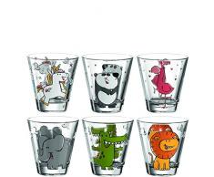 Leonardo Bambini Trinkglas, 6-er Set, mit Tier Motiven, Kinder Becher, spülmaschinengeeignet, 017906