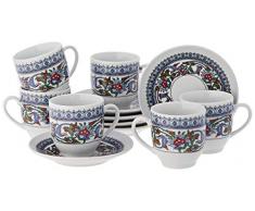 The Turkish Emporium 12tlg. Orientalisches Mokkatassen Set Espressotasse Untersetzer Mokkaservice Topkapi Design