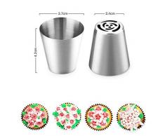 FOKULUNDA Russische Piping Tips Set 14-teilig All in One Tortendeko-Set 12 Zuckerguss-Spitzen Kupplungen und Taschen Professionelle Backzubehör Zuckerguss-Set für Cupcakes Cookies (14pcs)