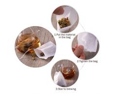 OUNONA 200tlg Teebeutel feine Teefilter Einweg Teabag Drawstring Teebeutel Filterpapier Leere Teebeutel Taschen für lose Blatt Tee Pulver Kräuter 2 verschiedene Größen(9.0cm*7.0cm und 7.0cm*5.5cm)