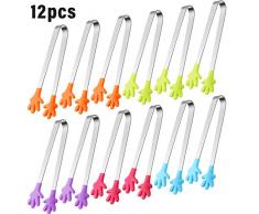 Hand Form Silikon Zange Mini Küchen Zange für Lebensmittel Zucker EIS Salat Buffet(12 Stücke)