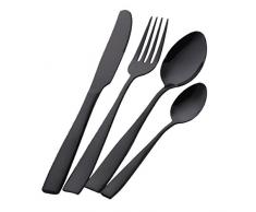 Buyer Star 4 Stück Besteckset Schwarz Besteck Utensilien Edelstahl Wiederverwendbar Geschirr Besteck Abendessen Löffel Teelöffel Dessert Gabel Messer Geschirr