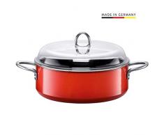 Silit Energy Red Schmortopf 28 cm, Bräter mit Glasdeckel, Kochtopf 6,0l, Silargan Funktionskeramik, Induktion, rot