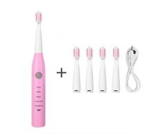 NERB Leistungsstarke elektrische Zahnbürste Wiederaufladbare Ultraschall Sonic USB Charge Waschbare elektronisches Whitening Wasserdicht Zähne putzen (Color : Adults pink)