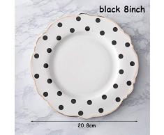 Teller Golden Edge Teller Steak Tablett Suppe Geschirr Geschirr Set Polka Dot Essteller Western Flat Flower Shape Frühstücksgeschirr 1 Stück Blackflat