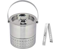 Kosma doppelwandiger Edelstahl-Eiskübel und Eiszange 1,5 Liter - Eiswürfel-Eimer mit Bubble-Finish