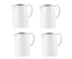 4 Stück Milchgießer Gießer 0,15 Liter Inhalt aus Porzellan in Weiß 8,3 cm Höhe