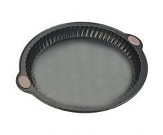 LEVIVO Tarteform / Quicheform, aus Silikon mit guten Antihaft-Eigenschaften für einfaches Herausnehmen des Gebackenen, Silikonbackform, fettfrei nutzbare Kuchenform mit 26 cm Durchmesser, grau