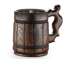 Großer hölzerner Bierkrug – Eiche – Tolle Handwerkskunst, aus hochwertigen Materialien handgemacht – Innen mit Metall – Strapazierfähig – Robust – Langlebig