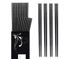 Annvchi EssStäbchen 10 Paar - Japanische Chopsticks Schwarz Stäbchen für Asiatisches Geschirr