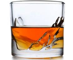 Whisky Gläser 4er Set - Schwere Old Fashioned Whiskey Gläser - Rum, Scotch, Bourbon Glas - Bar Zubehör mit einem wunderschönen Mountain Design mit dickem und schwerem Gewicht
