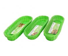 3er-Set Baguette-Korb grün Brötchenkorb Brotkorb Frühstückskorb Buffet Aufbewahrungskorb, Küchenkorb, Dekokorb Brotkörbchen Körbchen Servierkorb