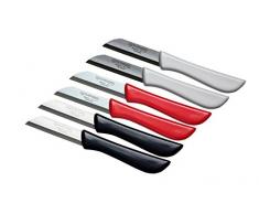 6er Set Gemüsemesser scharf/Küchenmesser/Schälmesser/Obstmesser klein/Fischmesser Elegance Serie rot/grau/weiß Solingen Germany (bunt-grau-weiß-rot)