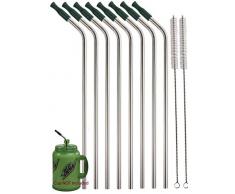 Jumbo-Becher aus Edelstahl, ca. 35,6 cm, 100 oz, sehr lang, isoliert, für unterwegs, mit Schaumstoff, für LKWs 8 Jumbo Straws silber