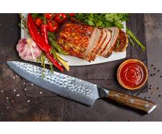 Stallion Damastmesser Ironwood Großes Chefmesser - 22 cm - Messer aus Damaststahl mit Griff aus Eisenholz in Edler Geschenkbox