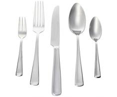 AmazonBasics - 30-teiliges Besteck-Set, Silberfarben - für 6 Personen [moderner Stil]