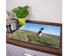 banjado Herdabdeckplatte aus Glas | Herdabdeckung Einteilig 60x52cm | Spritzschutz für Ceranfeld Oder Induktionsherd | Schneidebrett Perfekt für die Küche mit Motiv Leuchtturm
