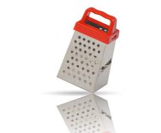 Kerafactum Reibe Käsereibe Gemüsereibe Käseraspel für Parmesan Käse oder Muskat aus Edelstahl Rohkostreibe Küchenreibe Raspel Bircherreibe Handreibe 7,5 cm mit festem Griff rot