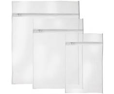 igadgitz Home Wäschenetz Reißverschluss Wäschesäcke Mesh Wäschetasche Waschmaschine Wäschebeutel - 3 Stück, Weiß (1x Klein, 1x Medium & 1x Groß)