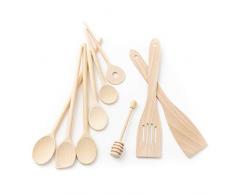 Tuuli Kitchen Küchenhelfer Set Holz Buche (6X Kochlöffel, 2X Pfannenwender, Honiglöffel)