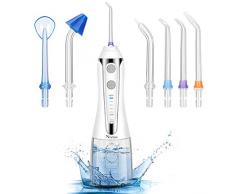 Munddusche Wasser Flosser, Neueste IPX7 Wasserdicht Mundduschen mit 300ML Wassertank, 5 Modi und 6 Düsen, USB Wiederaufladbarer Oral Zahnreiniger Elektrische Kabellos für Zuhause, Reise