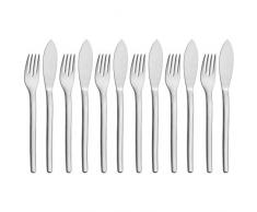 WMF Evoque Fischbesteck 12-teilig Fischgabel Fischmesser Cromargan protect mattiert, kratzbeständig, spülmaschinengeeignet