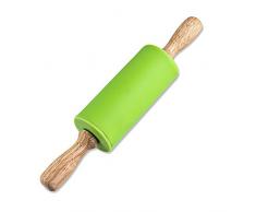 Silikon-Nudelholz Antihaft-Oberfläche Holzgriff für Kinder 22cm 2er-Pack