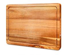 SKY LIGHT Schneidebrett Holz Premium Dickes Hackbrett aus Akazienholz antiseptisches Holz-Brett Mit Saftrille 38x25x2.5cm Langlebig Brotbrett, Küchen-bretter, Frühstücksbrettchen und Servierbretter