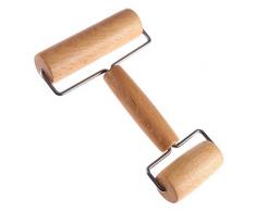 Gobesty Nudelholz Pizzaroller Teigroller, H-Form Teigroller Nudelholz Rollstab Backrolle zum Teigrollen mit Metallachse aus Buchenholz für Backen, Pizza, Backzubehör