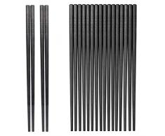 10-Paar Fiberglas-Essstäbchen - Wiederverwendbare Essstäbchen Spülmaschinenfest, 9 1/2 Zoll (Fiberglas-Essstäbchen) (Classic Black)