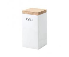 Continenta Vorratsdose aus Keramik, quadratisch, mit Holzdeckel, luftdichter Vorratsbehälter, 1,2 Liter, Größe: 10 x 10 x 20,5 cm