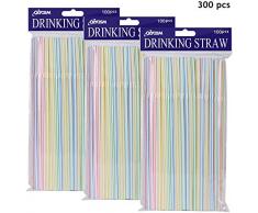 Olycism [300 Pack] Plastikstrohhalme Trinkhalme Einwegstrohhalme BPA Free Bulk Trinken Lieferanten Perfekt für Partys Bar Getränke Shops Startseite Strohhalme für Kinder und Erwachsene