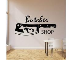 ASFGA Frische Grill Wandtattoos Fleisch Rindfleisch Gabel Grill Menü Steakhouse Interieur Vinyl Fenster Aufkleber kreative Wandschrift Schrift Küche Restaurant 42x88 cm