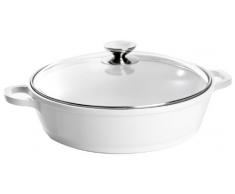 Berndes 032165 Vario Click Induction White Aluguss Schmorkasserolle Keramik mit Glasdeckel 24 cm, 2,4 l