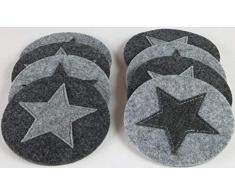 GILDE Filz Untersetzer rund, 8er Set, waschbar, Handwerk grau mit Stern …