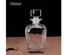 ZHTY Bleifreie Kristallkaraffe, Creative 700ml Weinzubehör mit mattierter Abdeckung für Whisky Likör Wein Scotch Bourbon Restaurant Bar Weingut-A
