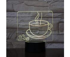Kaffeetasse 3D Illusion Lampe Led Nachtlicht, 16 Farben Usb-Lade, Die Schlafzimmer-Dekoration Für Kinder Weihnachten Halloween-Geburtstagsgeschenk Beleuchten