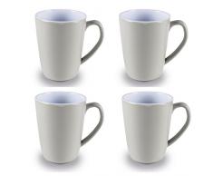 Tassenset Tassen Becher 4 Stück grau aus Melamin-Kunststoff, spülmaschinengeeignet Campinggeschirr Personen Picknick Camping Geschirrset ideal für Unterwegs das Reisemobil den Garten oder zu Hause