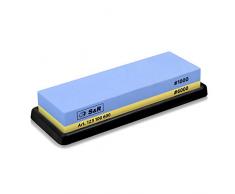 S&R Doppelseitiger Schleifstein 18 x 6 x 3 cm, Abziehstein mit Körnung 1000/6000 und Silikonhalter, Wetzstein aus 100% Korund