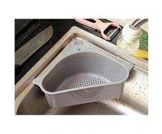 AMhomely 2 Stück Waschbecken Filterablage Dreieck-Lagerregal - Seiher Sieb Set Klappbar Abtropfsieb über die Spüle Vegtable/Obst Küche Sieb Teesieb mit ausziehbaren Griffen (grau)