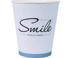 wellsamed 151277 1000 Stück wellsacup Einwegbecher Pappbecher Trinkbecher Becher Papierbecher Einweg Papier 0,18 Liter Smile, Polymerbeschichtet