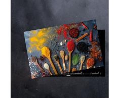 DAMU | Ceranfeldabdeckung 1 Teilig 80x52 cm Herdabdeckplatten aus Glas Gewürze Elektroherd Induktion Herdschutz Spritzschutz Glasplatte Schneidebrett